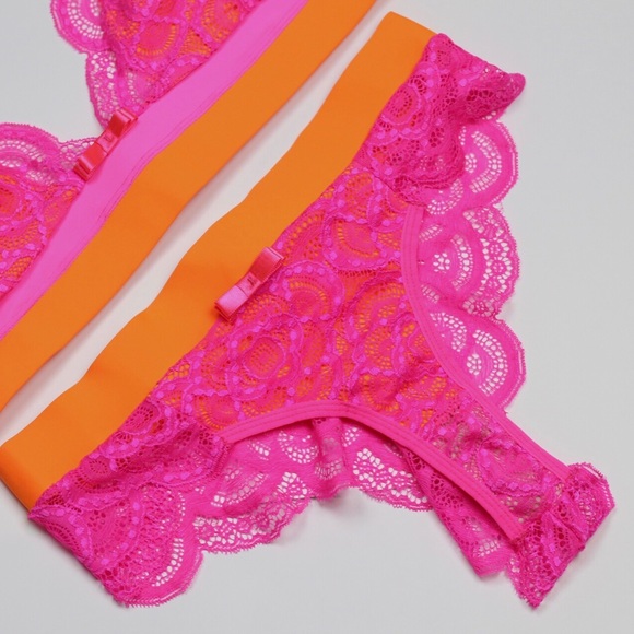 Neon lace bralette & thong panty - 2 piece set - Picture 11 of 16